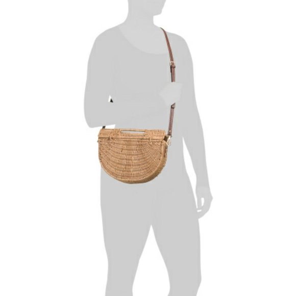 C&C CALIFORNIA Half Moon Crossbody Rattan Bag - Picture 3 of 3